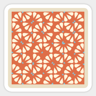 Orange Vintage Checkered Flowers Sticker